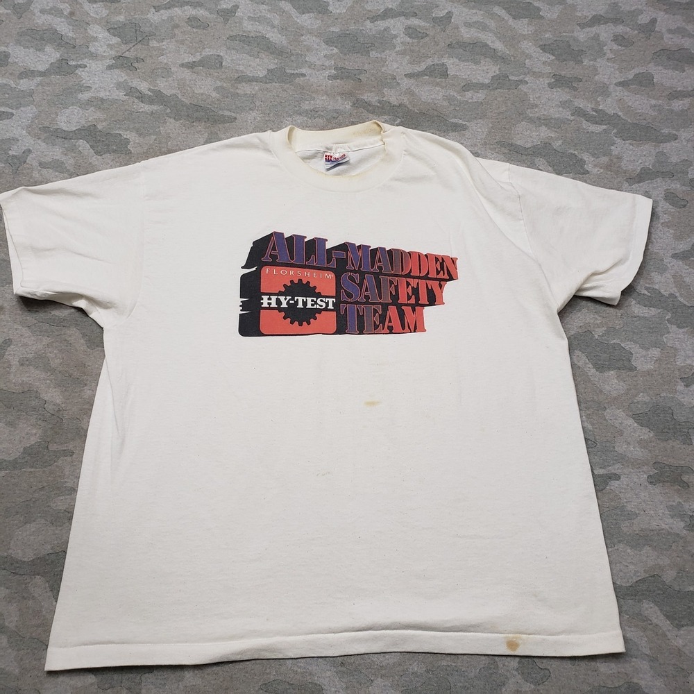 Vintage Hanes Shirt Mens XL‎ White Heavyweight All Madden Single Stitch Made USA